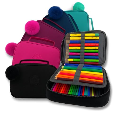 Estojo Escolar Box Grande com Divisórias – Organizador de Lápis e Canetas, Nylon Resistente, Zíper Durável, Unissex Infantil e Adulto, Necessaire Escolar, Material Escolar (ROXO)