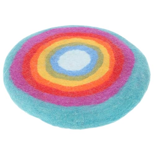 GURU SHOP Dicke Filz Stuhlauflage, Sitzkissen, Sitzauflage, Filzkissen - Regenbogen, 4x35x35 cm