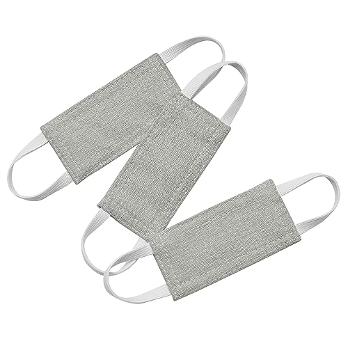 PONY DANCE Baby Door Latch Covers Closer - Nursery Door Closer Silencer with Strong Elastic Straps for Good Sleep Cushion for Jammer Noise Reducing, 3 Pieces, W 4 x L 2 inches, Frost Grey