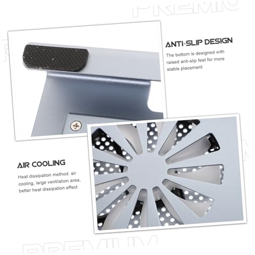 Base para portátil con ventiladores doble y diseño ajustable gris miniatura 6
