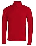 Brandsseller Medico Herren Ski Shirt, 54, 100% Baumwolle, Ferrari red, Langarm, Rollkragen, Reißverschluss