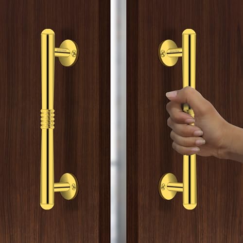 Image of Plantex Main Door Handle /8 Inch Handle for Main Door /Pull-Push Handle for Door - Pack of 2 (S-142, Gold)