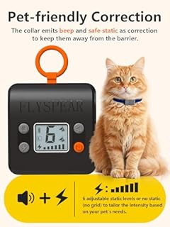 FLYSPEAR Wireless Cat Barrier - Rechargeable Indoor Barrier with 6 Adjustable Range Radius up to 7 ft, 6 Adjustable Safe Static Intensity for Cats Small Dogs with Hook (Wireless Barrier Kit)