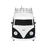 QFX Bluetooth 1961 Retro Mini Bus Speaker, 2-Inch Speaker, Hands-Free Link, Built-in Microphone, FM Radio, and LED Party Lights, Blue - BT-1961-BLK