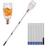 SANLIKE フルーツピッカー 13フィートまで延長 バスケット付き フルーツグラバーツール アップルアボカドレモンオレンジピーチハーベスター用