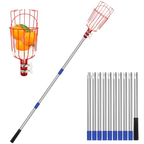 SANLIKE Fruit Picker Pole with Basket, Stainless Steel Harvest Tool by SANLIKE - Used condition - US$20.49