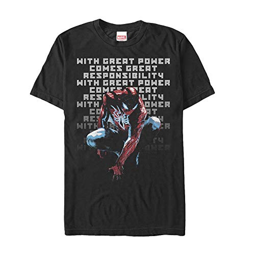 T-shirt Spider-Man Marvel Great Responsibility pour homme en coton noir