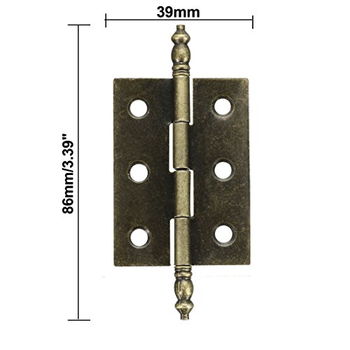 Uxcell 3.39" Antique Bronze Hinges Retro Mini Hinge Replacement With Screws 1Pcs #TOP2