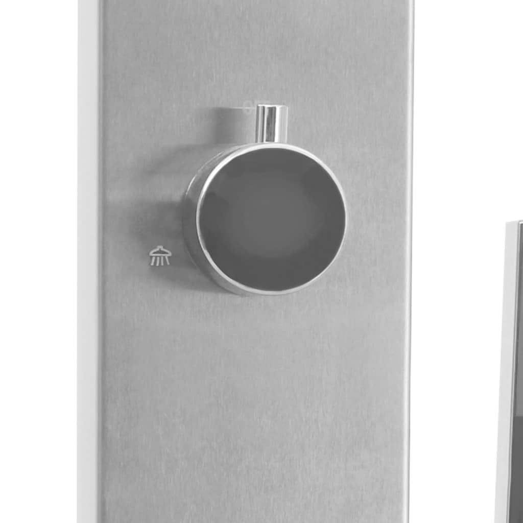 vidaXL Ducha de Jardín con Plato Sistema Protección Higiénica Panel con Base Duradera Resistente Multiuso Bonito Curvado Acero Inoxidable WPC