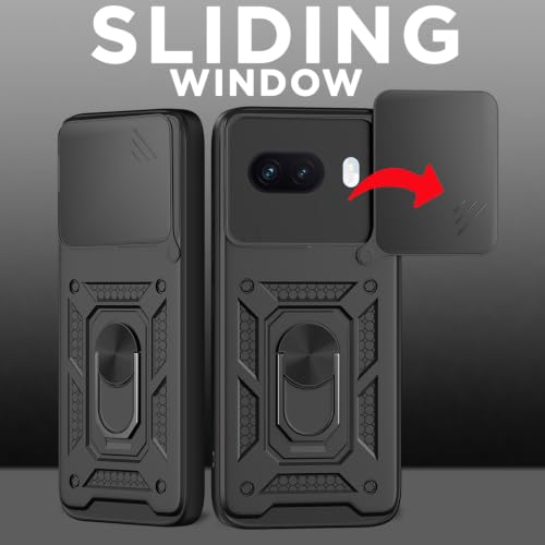 Image of Pikkme Back Cover for iQOO 15R 5G | 360 Protection Case | Sliding Camera Shield Cover & Ring Holder Stand D10 Tough Armor Bumper Case (Black)