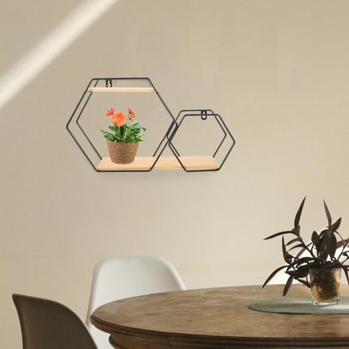 Estantería de pared hexagonal para decoración moderna en dormitorios y salones 7