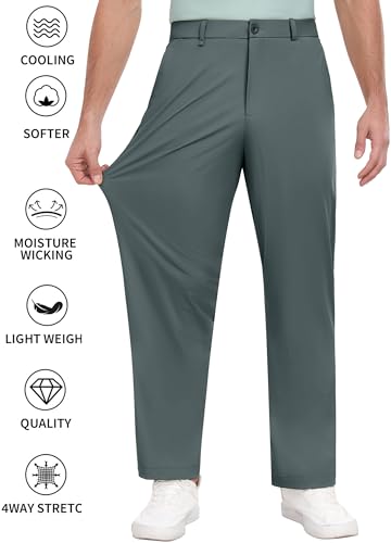 PEGENO Mens Golf Pants with 4 Pockets Stretch Lightweight Quick Dry Breathable Slacks Casual Work Dress Pants for Men4