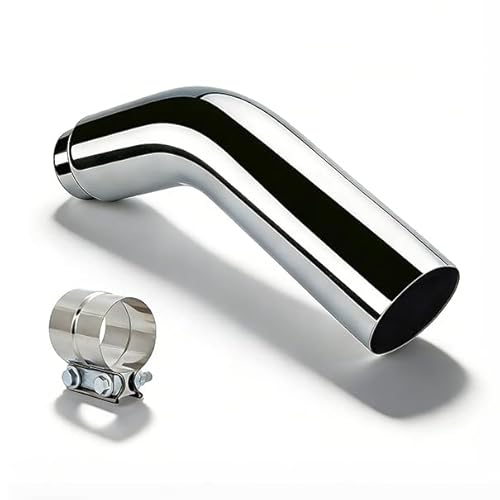 5 to 6 Inch Exhaust Elbow with Clamp - Polished Elbow, 5" ID / 6" OD, Chrome Diesel Exhaust Tip for Pickup Trucks and Cars