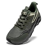 HOBIBEAR Men's Trail Hiking Shoes Wide Fit - Lightweight Low Top Breathable Sneakers for Walking, Trekking & Outdoor Adventure Green, 11 Wide Men