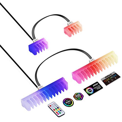 EZDIY-FAB White PSU Extension Kit 300mm with RGB Cable Combs - 24-PIN 6+2-PIN 4+4-PIN with RGB Combs for Cable Management with RF Control