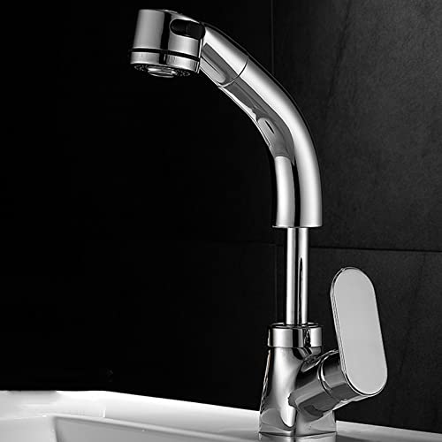 Robinet de salle de bain en laiton massif chromé avec douchette intégrée premium