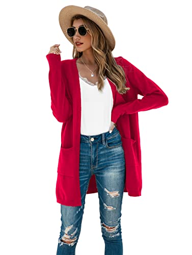 Image of TASAMO Cardigan Sweaters for Women Long Sleeve Open Front Casual Knit Fall Coat Oversized Soft Outwear with Pockets