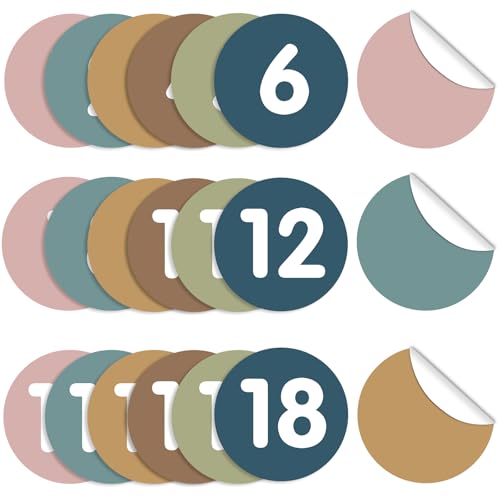 60Pcs 6in Classroom Floor Stickers Large Removable Number Spot Markers（1-42） Morandi Vinyl Floor Carpet Decals Line up Sitting Dots Stickers for Teachers Students Elementary Kindergarten Preschool