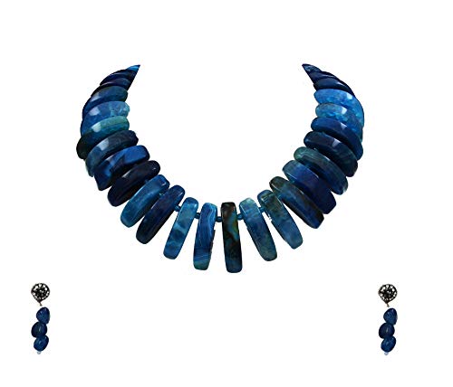 Collar de piedras semipreciosas azul para mujer ideal para vestidos de verano y eventos