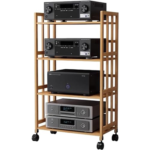 Adjustab Height - Soporte de TV multimedia de 5 niveles, estante moderno para televisores, reproductores y decodificadores, muebles estéreo elegantes con almacenamiento para discos (50 x 38 x 123 cm)