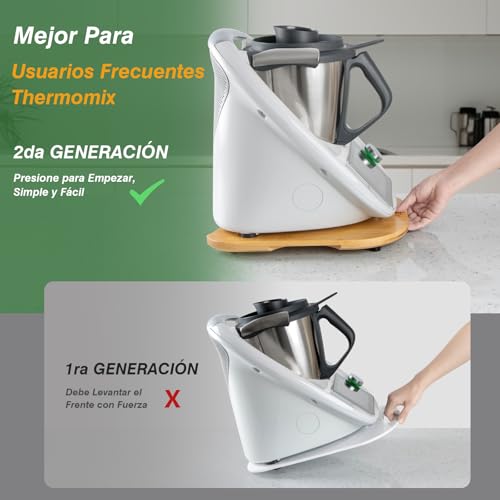 Miniatura 3 de Puersi Tabla Deslizante Para Thermomix Tm6 Tm5, 2 Generación, Base Para Thermomix Con Ruedas, Soporte Para Bimby Bambú