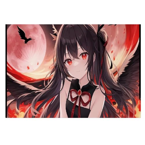 Pintura al óleo sobre lienzo de anime de niña, póster artístico de alta definición de 40x60 cm