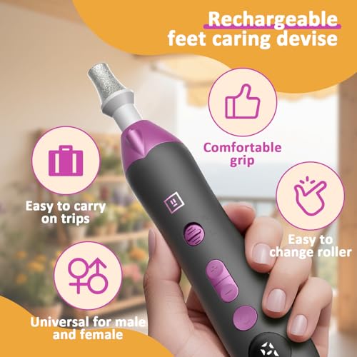 Image of Mfish Electric Callus Remover for Feet, Rechargeable Foot File with Digital Display, 9 Speeds & 8 Grinding Heads, Professional Pedicure Tool for Thick Calluses, Cracked Heels & Hard Skin Black