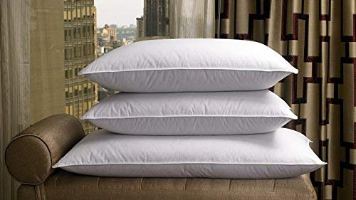 Image of LINENWALAS White Pillows with Pillow Protector, 50 /50 Feather and Goose Down Pillow, Set of 1, Standard Size Pillow (17x27 inch) (70% Feathers - 30% Goose Down)