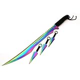 Snake Eye Tactical Ninja Sword and Kunai/Throwing Knife Set with Sheath (RAINBOW)