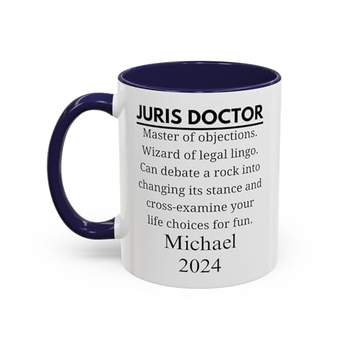 Juris Doctor Mug, Personalized Gift Idea For Legal Mastermind, Law Student, Jd Graduation Present, Law Degree Coffee Cup (Navy, 11oz)