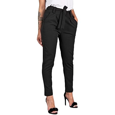 Generic Hose Damen Paperbag High Waist Hose Elegant Sommerhose Slim Business Hosen Frauen Stoffhose Freizeithose Cover