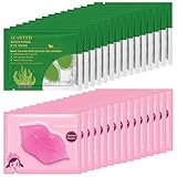 Felico 30 Pairs Lip Mask Under Eye Masks Patches, Crystal Collagen Hydrating Moisturizing Smoothing Lips Gel Pads for Puffy Eyes Bags,Dark Circles,Puffiness,Fine Lines,Wrinkles,Anti-Aging Seaweed