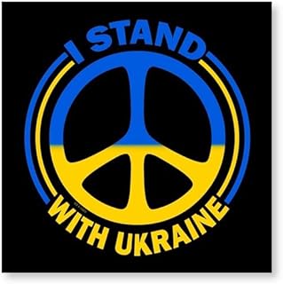 CafePress I Stand with Ukraine Peace Symbol Photo Wall Tile, Matte Finish, 8