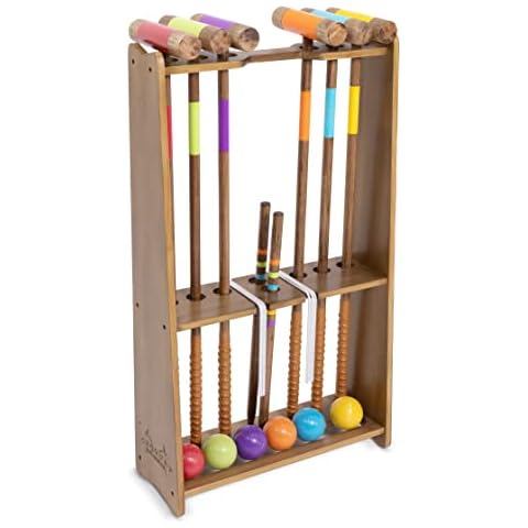 GoSports Wood Stained Six Player Croquet Set Cover