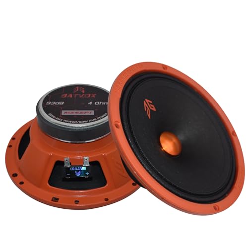 H YANKA BATVOX 6.5 Inch Midrange Speakers Car Audio, 200 Watts 4 Ohms Door Speakers with Orange Steel Basket, Distortion-Free Sound, Ideal for Cars, Trucks, and More. (1 Pair)
