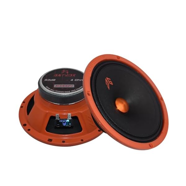 H YANKA BATVOX 6.5 Inch Midrange Speakers Car Audio, 200 Watts 4 Ohms Door Speakers with Orange Steel Basket, Distortion-Free Sound, Ideal for Cars, Trucks, and More. (1 Pair)