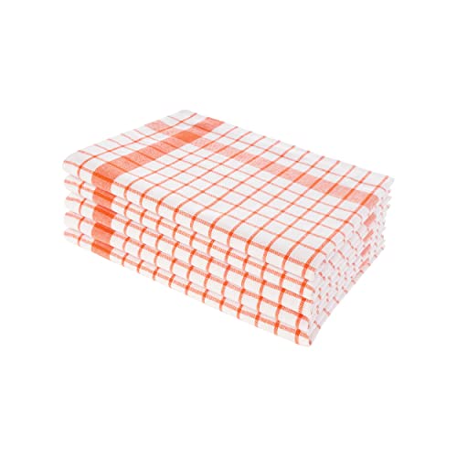 Elfida Lot de 5 torchons de cuisine non pelucheux en 100 % coton – Torchons absorbants avec crochet de suspension – Torchons de cuisine de qualité supérieure – Torchons faciles d'entretien Orange