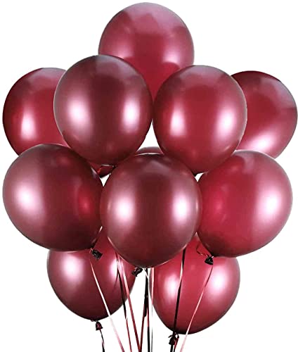 Image of AMFIN (Pack of 25) 10 inch Metallic Balloons Burgundy for Birthday Decoration, Decoration for Weddings, Engagement, Anniversary - Burgundy