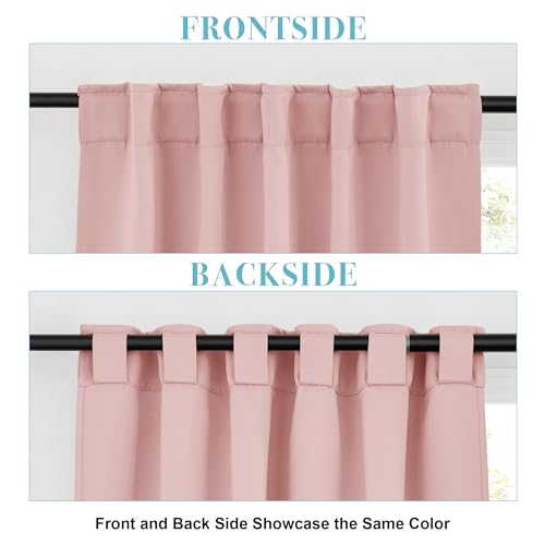 Image of RYB HOME Kitchen Window Curtains Over Sink - Blackout Insualting Privacy Curtains for Kids Bedroom Kitchen Bathroom Basement Cafe Cabinet Tiers Drapes, 34 Width x 30 Length, 2 Panels, Peach Blush