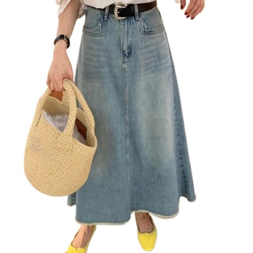 Onwhite Denim Skirt for Women in Spring and Autumn Waist Slim Midlength Hip Fishtail