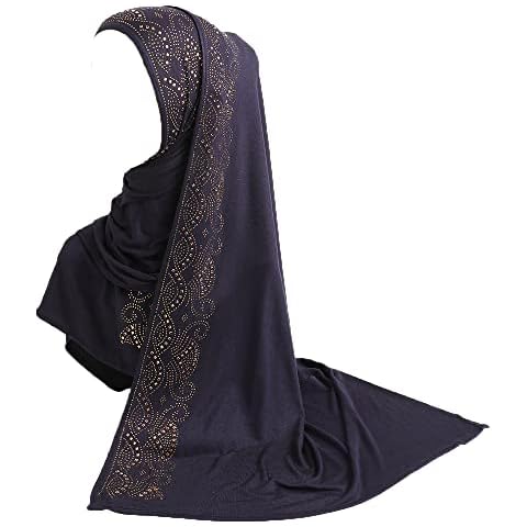 JDYaoYing Women Shiny Rhinestones Muslim Hijab Scarf Long Turban Headscarf Wrap Scarves Headwear Cover