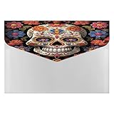 Plastic File Folders with Snap,Sugar Skulls Clear Folders File Bags File Organiser File Wallet Expandable File Folder, Document Storage Organizer