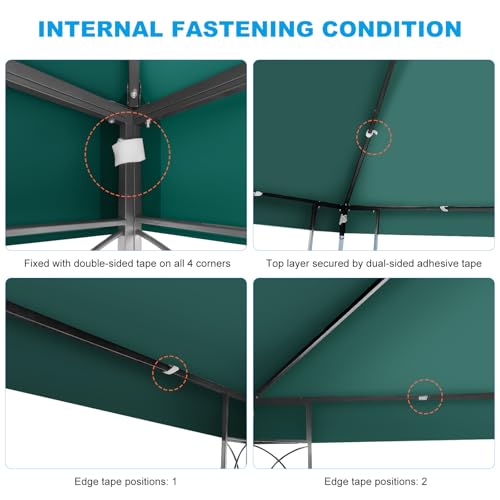 10x10 Gazebo Canopy Replacement Top, 300D High-Density Waterproof Single Layer Gazebo Cover with Heavy Duty Sun Shade Canopy, Folded UV Blocking Canopy Roof for Outdoor Patio Garden Tent Top (Green)