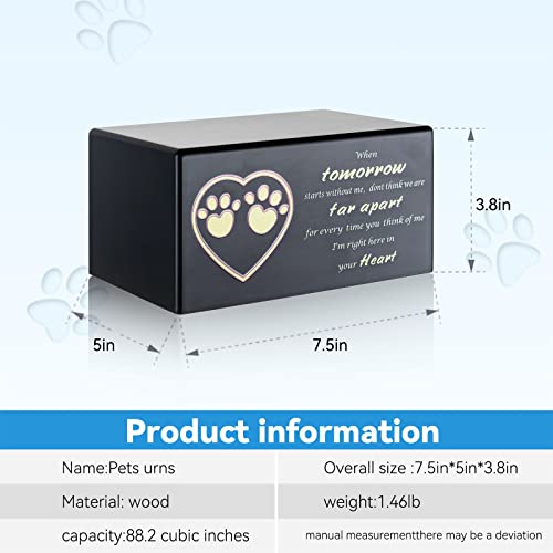 Newdream: Pet Cremation Urns,Dog Urn For Ashes, Pet Urns Ash Box For Dogs, Wood Keepsake Memorial Urns (Black Heart And Footprint) #TOP1