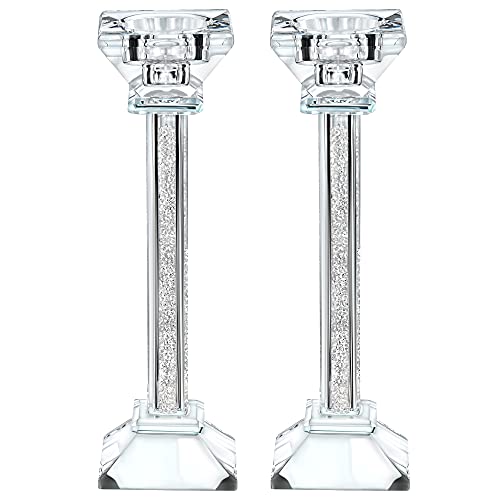 Lot de 2 bougeoirs en Cristal de 2 à 21,8 cm de Haut – Décoration d'intérieur Ultra élégante et Moderne