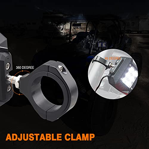 Chelhead UTV Side Mirror with Built-in LED Lights Clear Lens Fit for 1.75 inch - 2 Inch Roll Bar with Ball Joint High Impact Shatter Proof Tempered Glass - Thumbnail 3