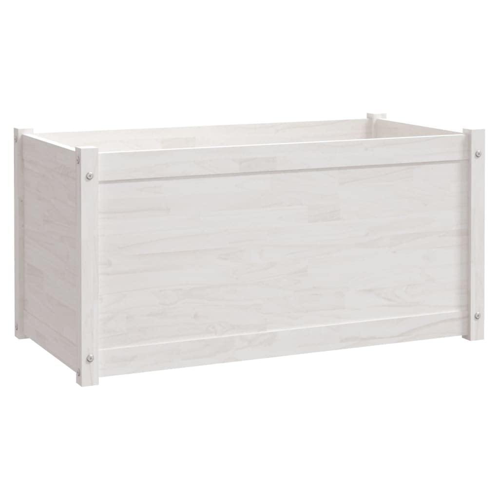 sofutoo Garden Planter Solid Pinewood Weather-Resistant Design, Deep Flower Box for Outdoor Use, White, 39.4