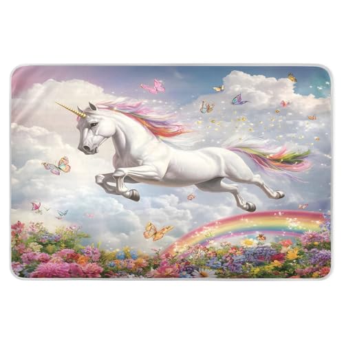 CEBUGI 34” x 52”Washable Underpads Heavy Absorbency Waterproof Incontinence Bed Pads White Horse Pee Pads for Adults Kids and Baby