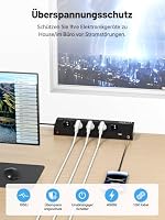 Mehrfachsteckdose Schreibtisch mit USB 30W, Verlängerungskabel 10M, Schwarz – Ansicht 4