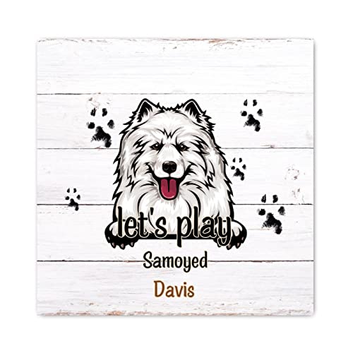 Chien Samoyède chrétien plaque en bois décoration murale maison et cuisine 40cm